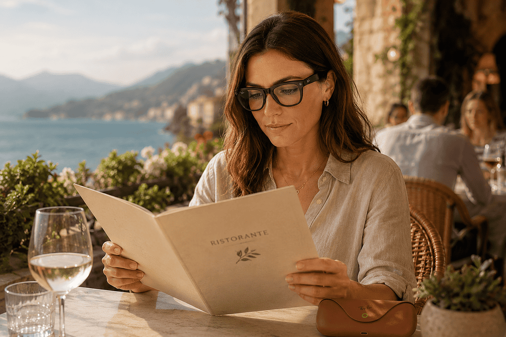 Ray-Ban Meta smart glasses while traveling. Image edited with AI.