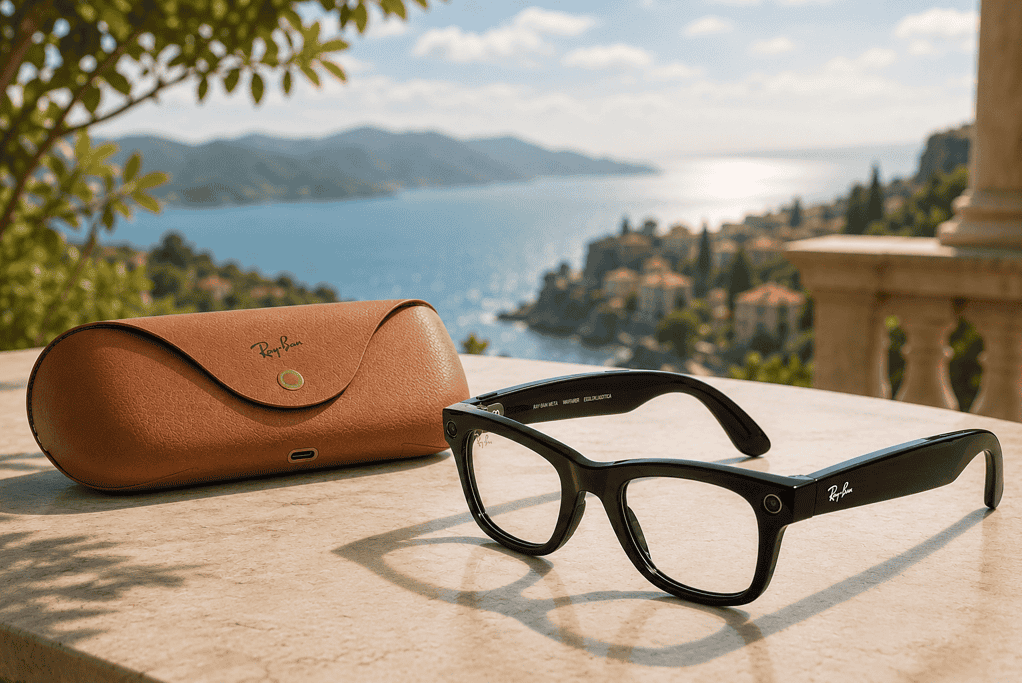 Ray-Ban Meta smart glasses. Image edited with AI.
